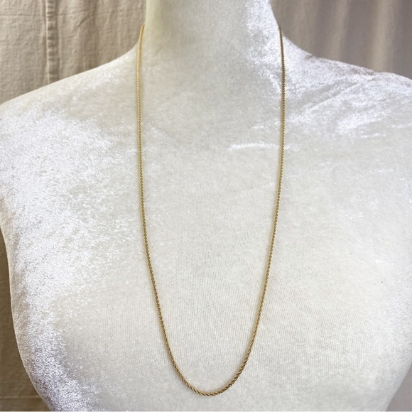 Long gold tone twisted rope necklace perfect for layering - Picture 1 of 5